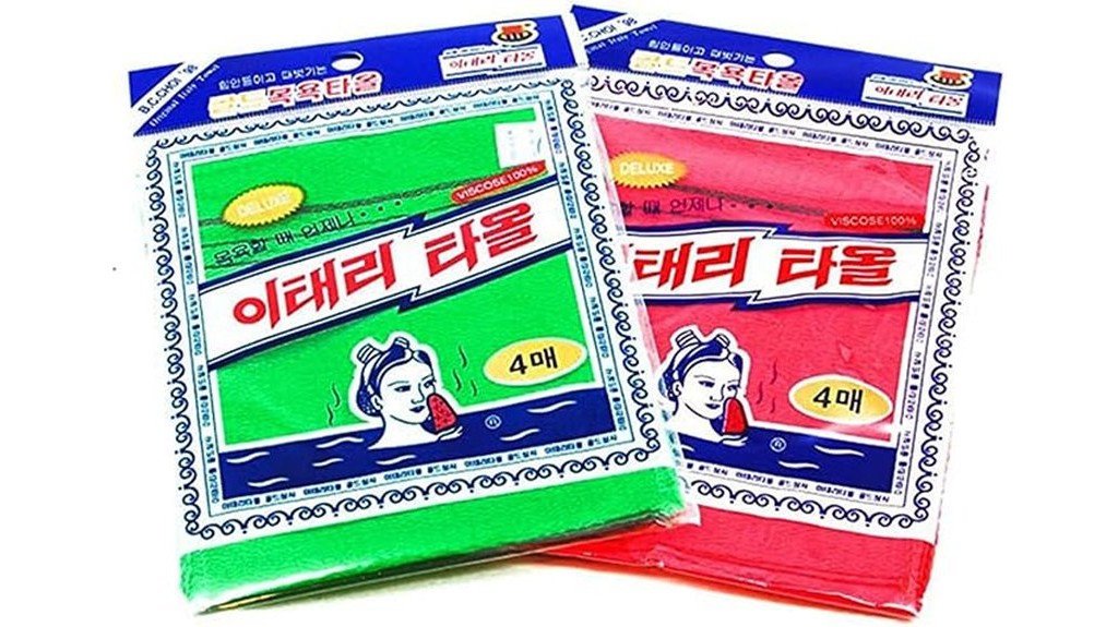 eight colorful exfoliating cloths